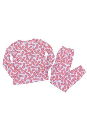 Vineyard Vines Pineapple Pajama Set Kids Size 10 Pima Cotton Pink White
